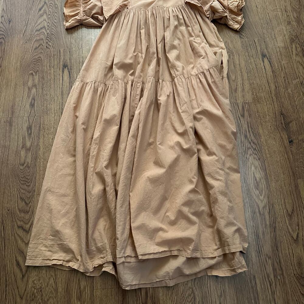 Little tienda tan orange oversized dress puff sleeve cotton ONE SIZE maxi flowy - Picture 10 of 11